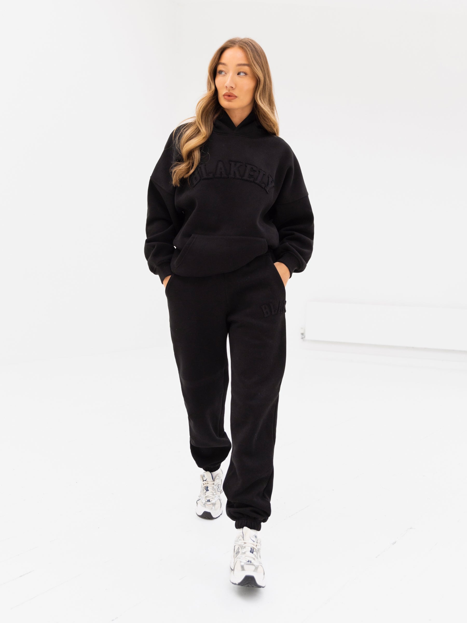 Tonal Varsity Oversized Hoodie - Black