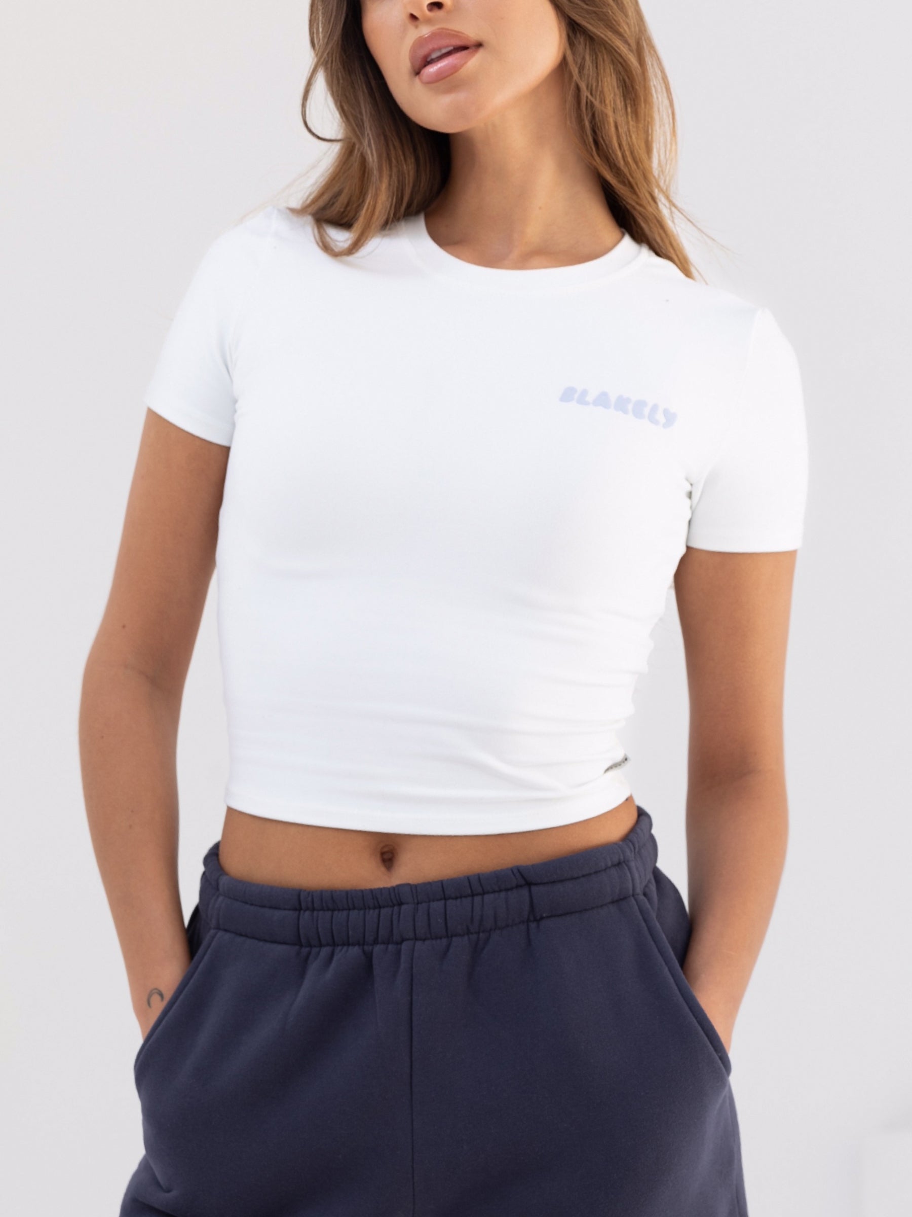 Cloud Print Baby Tee - White & Soft Blue