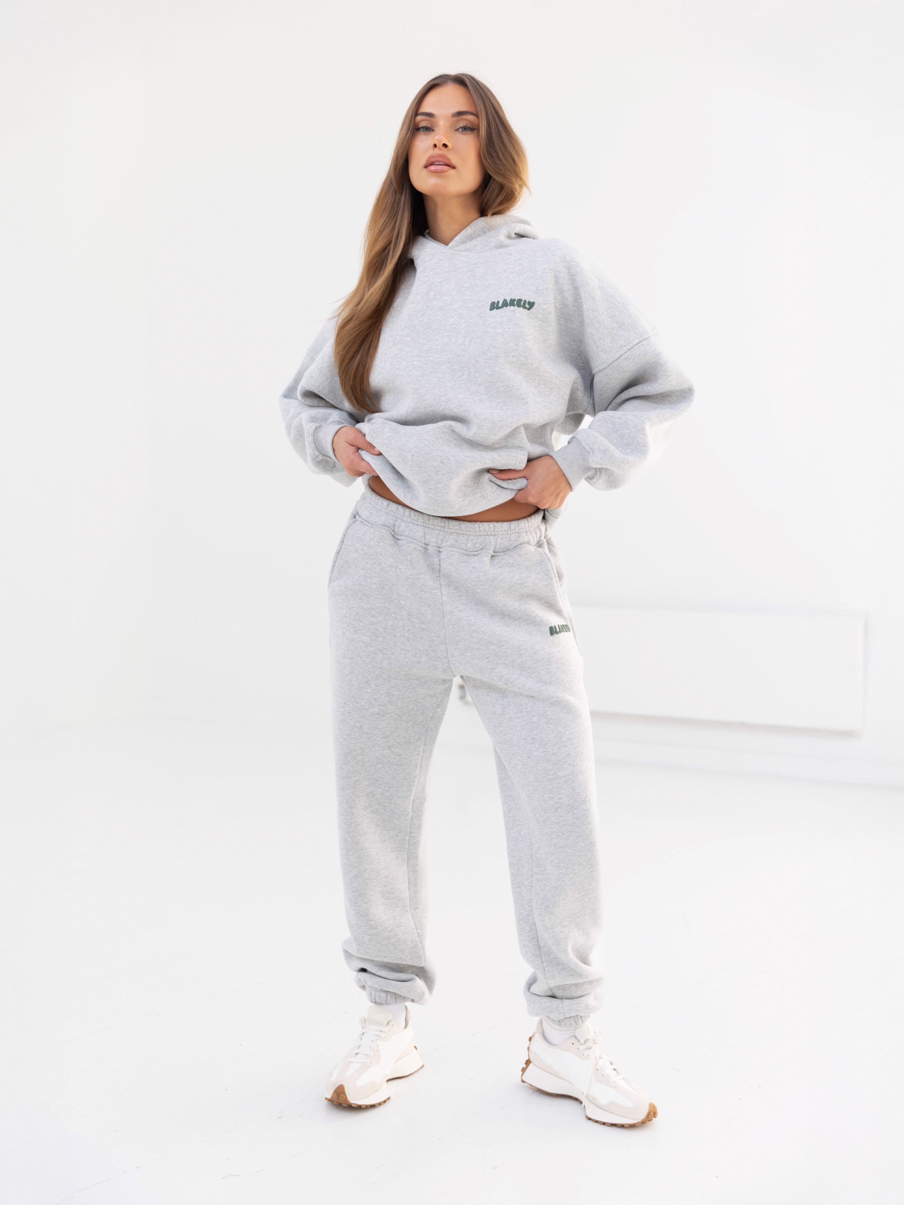 Cloud Print Oversized Hoodie - Marl Grey