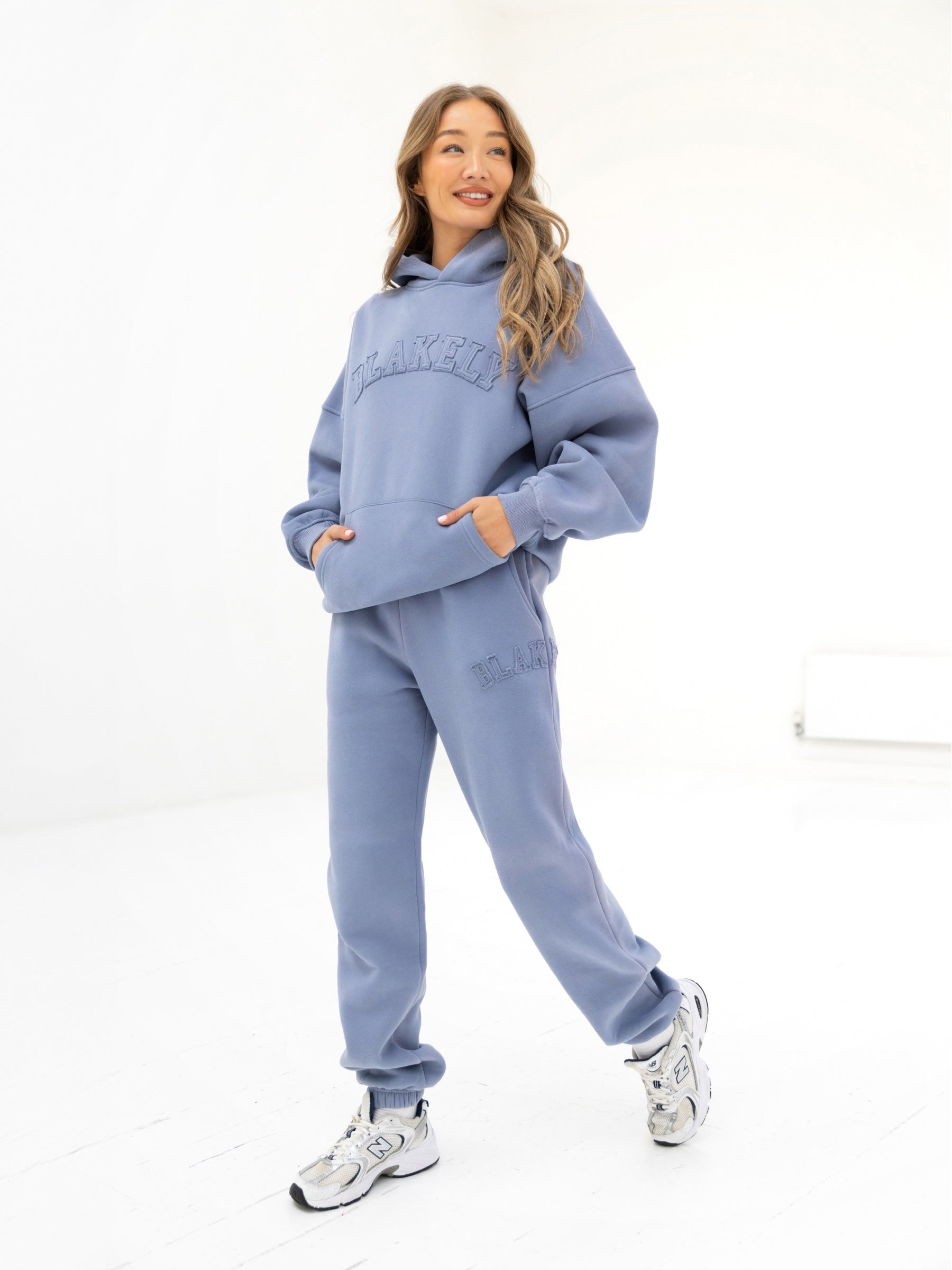 Tonal Varsity Oversized Hoodie - Granite Blue