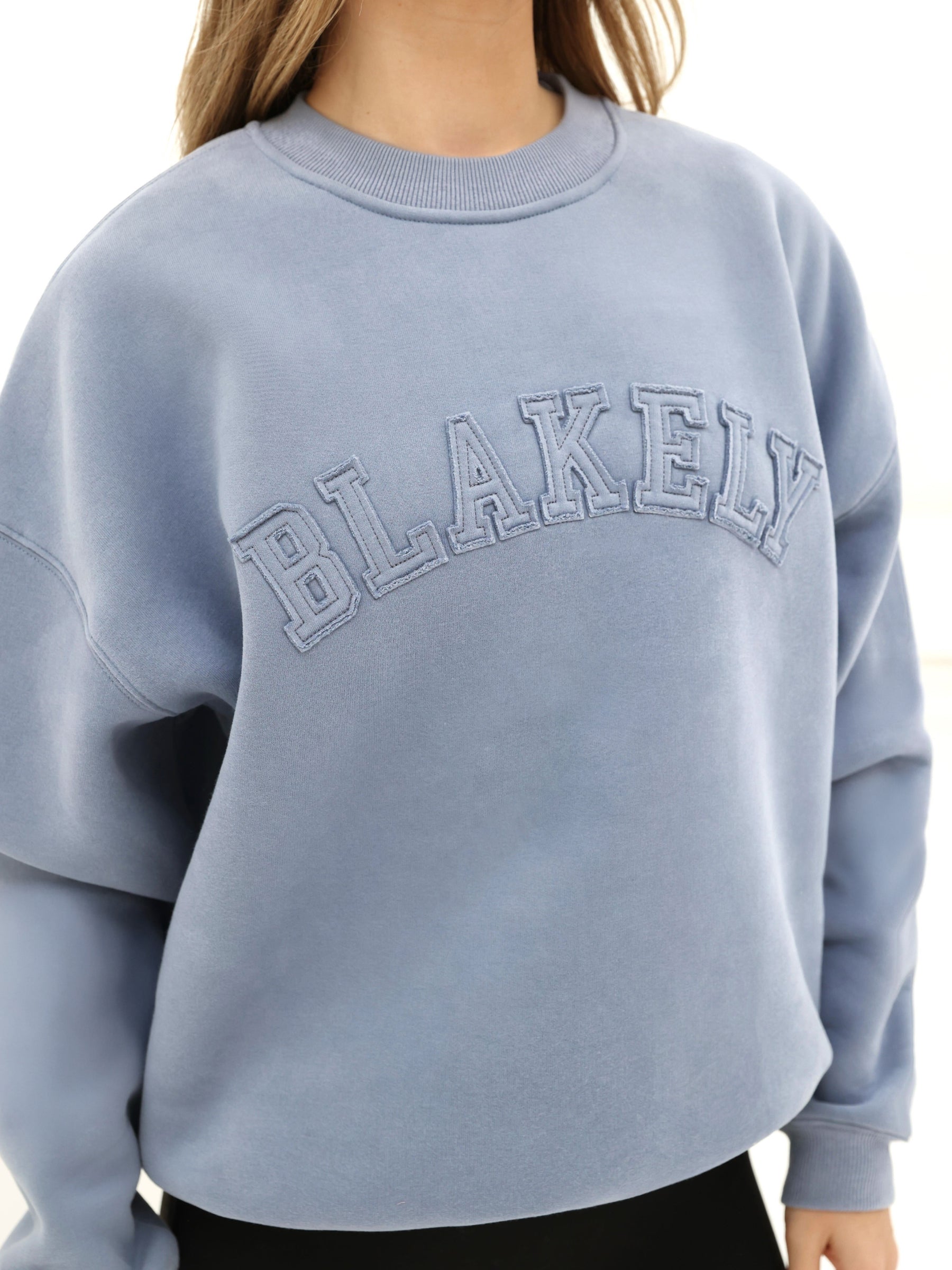 Tonal Varsity Oversized Jumper - Granite Blue