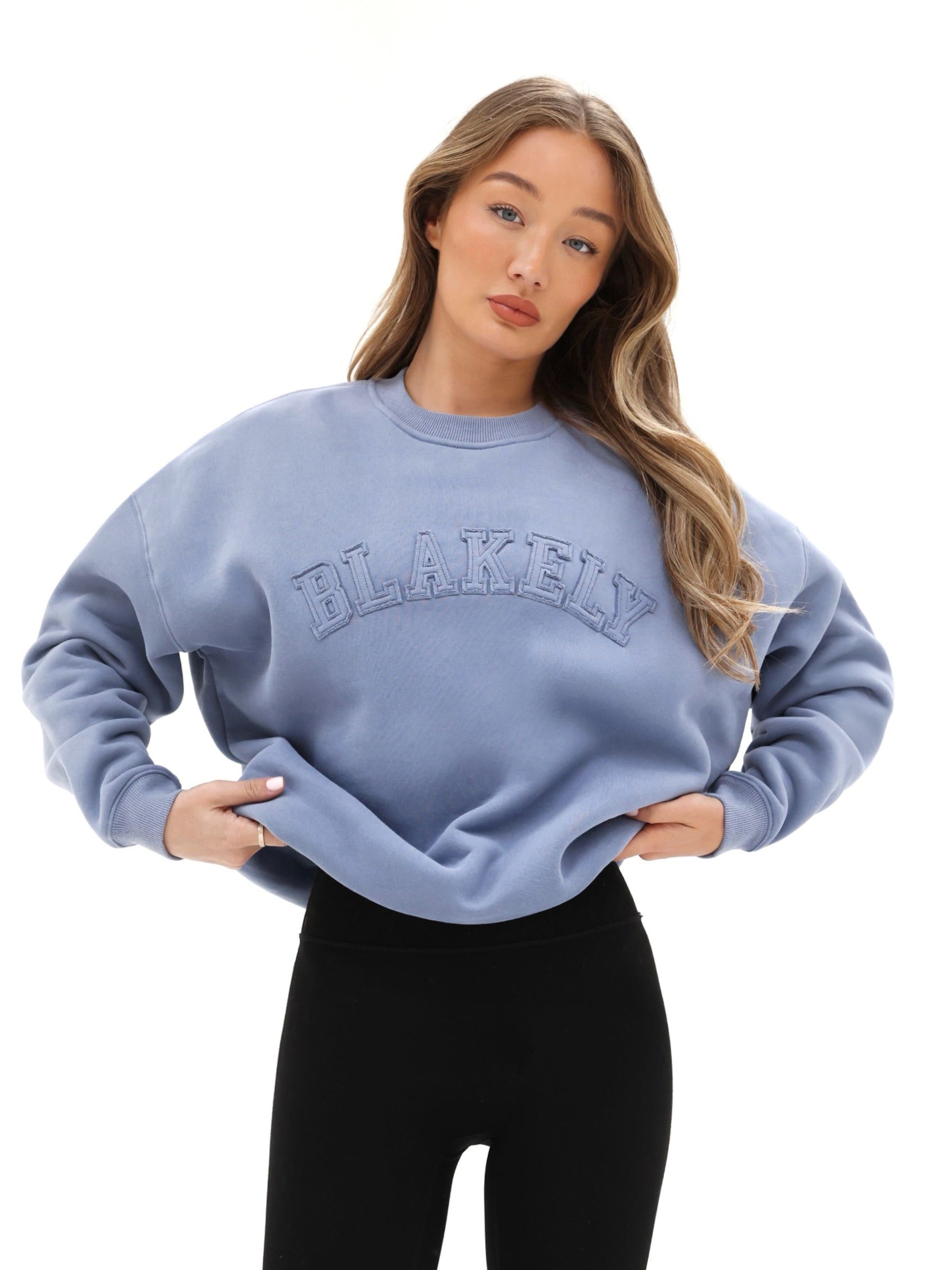 Tonal Varsity Oversized Jumper - Granite Blue