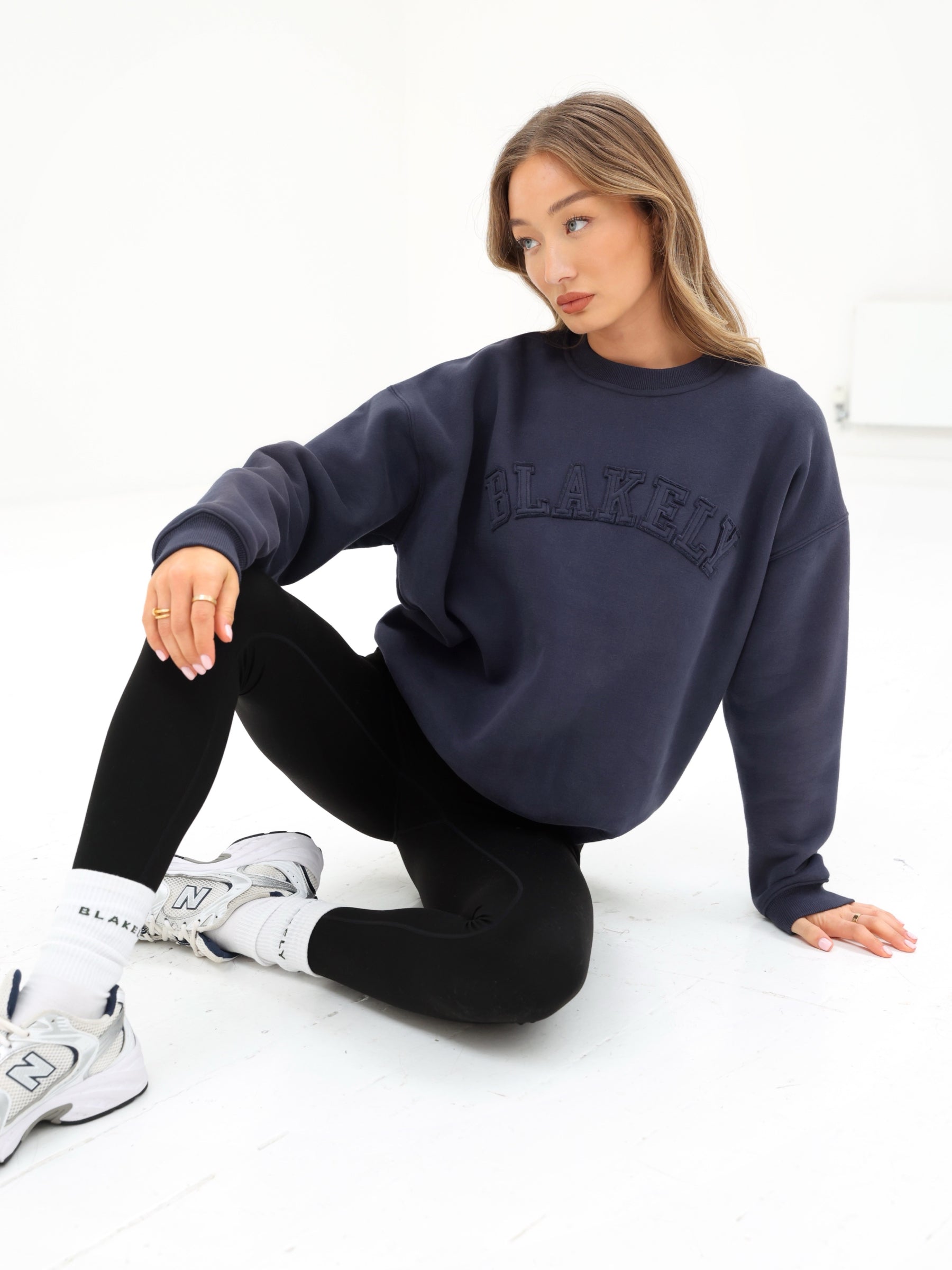 Tonal Varsity Oversized Jumper - True Navy