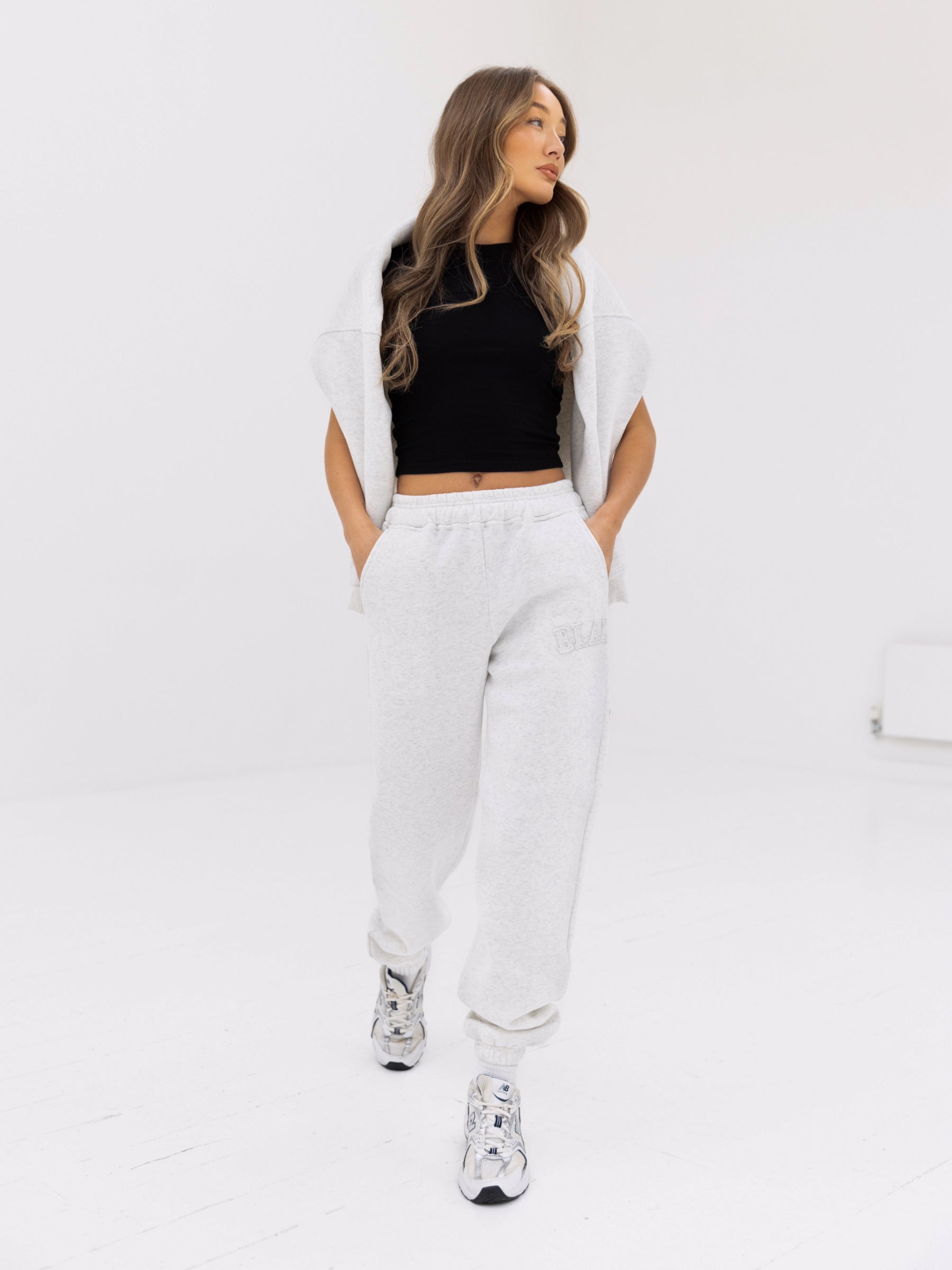 Tonal Varsity Sweatpants - Marl White