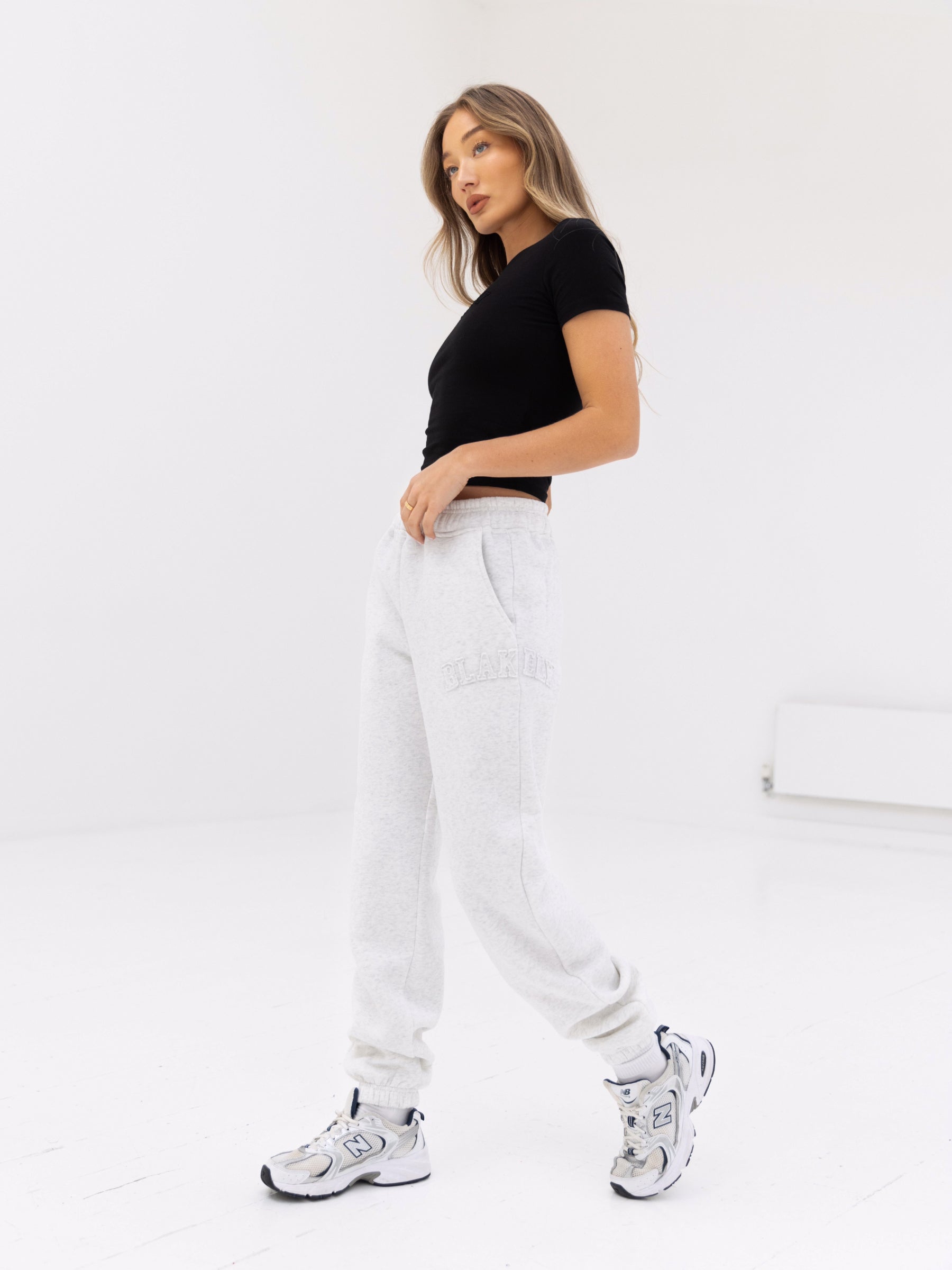 Tonal Varsity Sweatpants - Marl White