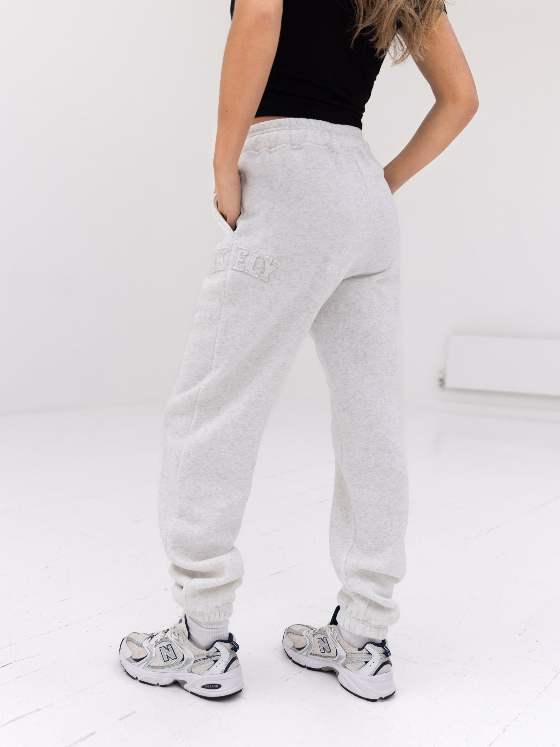 Tonal Varsity Sweatpants - Marl White