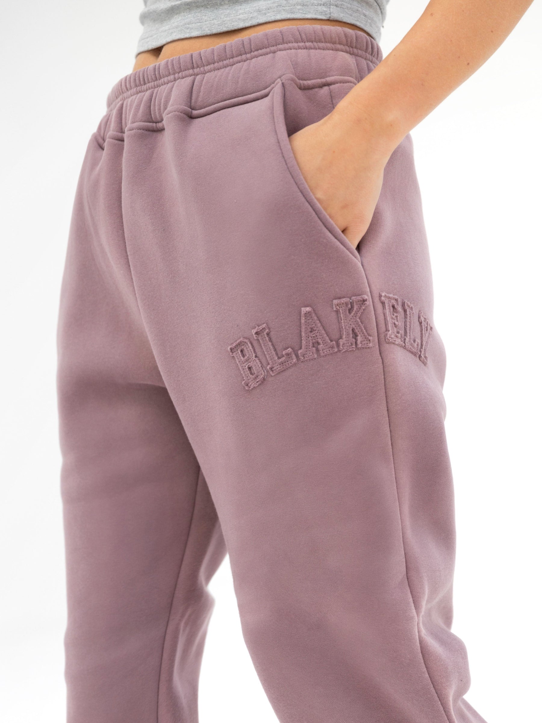 Tonal Varsity Sweatpants - Soft Mauve