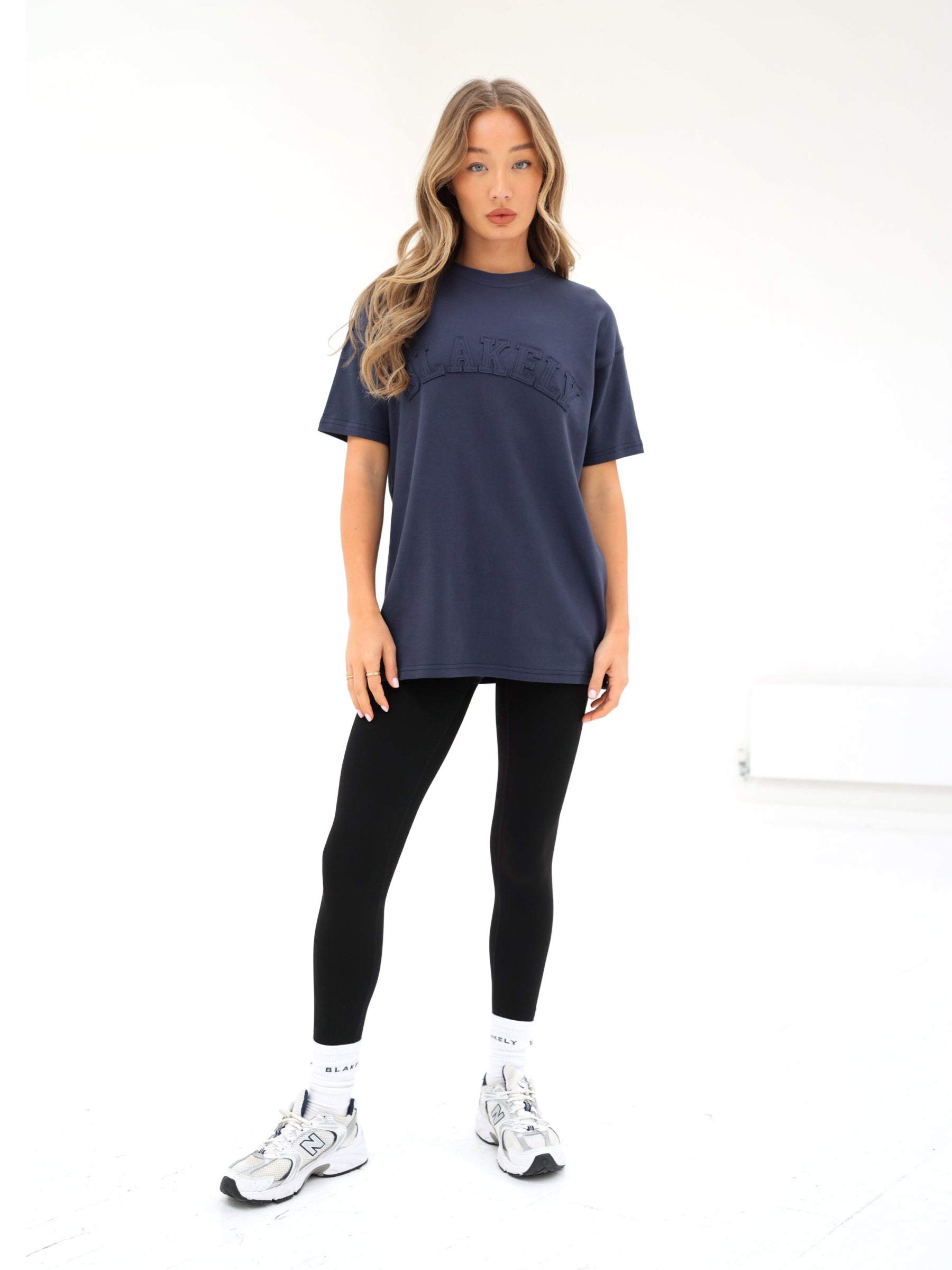 Tonal Varsity Oversized T-Shirt - True Navy
