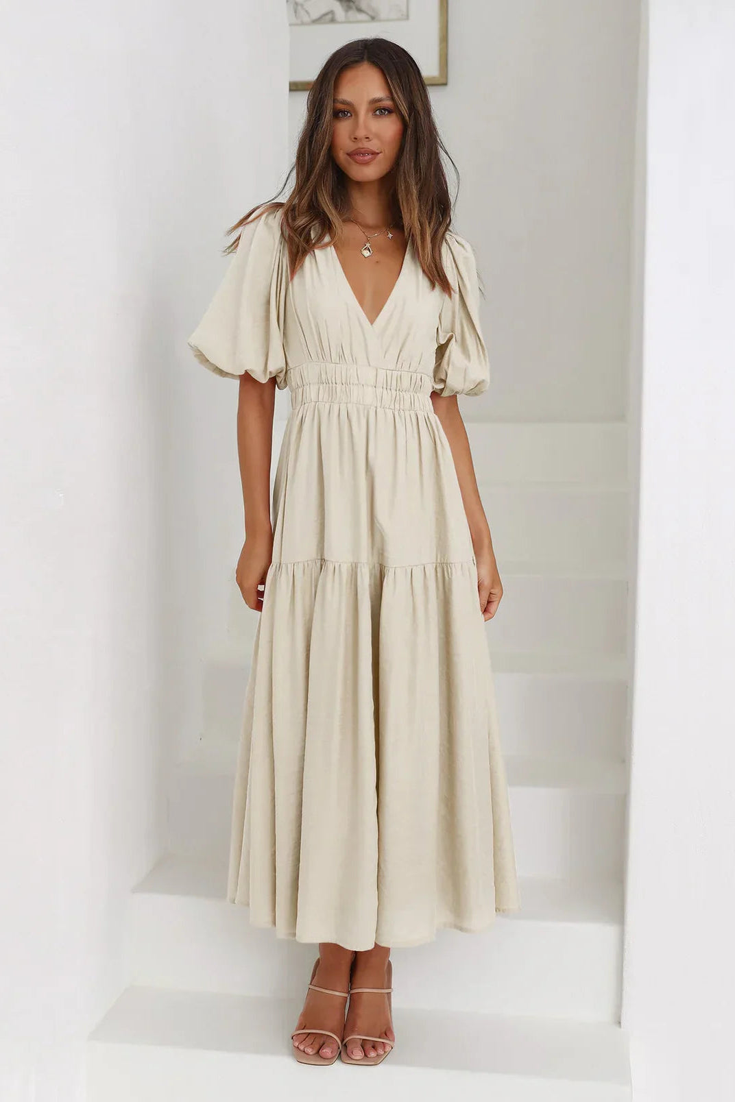 MODYZA | LAUREA DRESS WITH PUFF SLEEVES