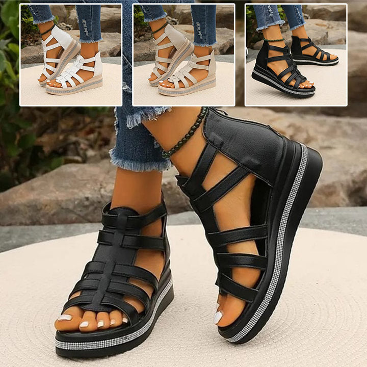 Rhinestone sandals with wedge heel
