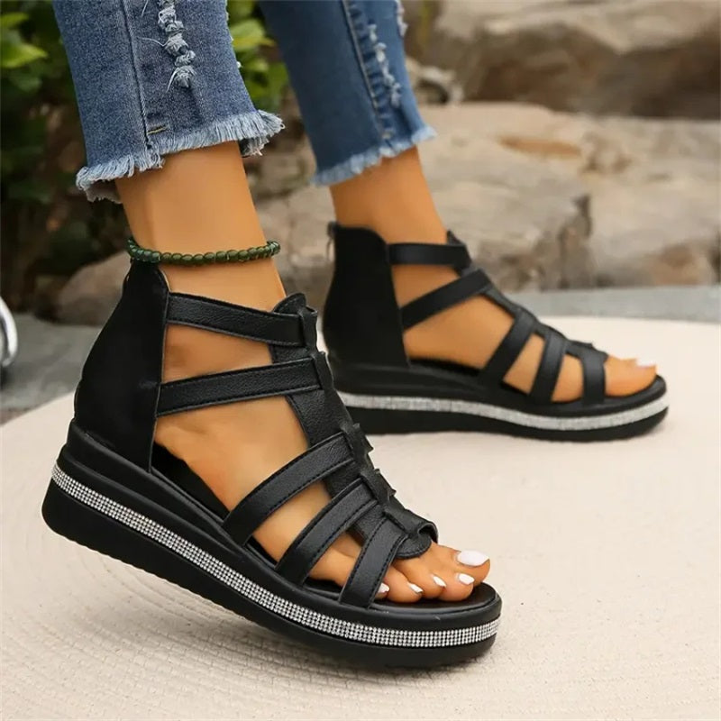 Rhinestone sandals with wedge heel