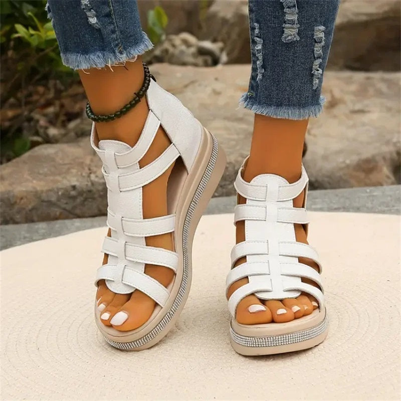 Rhinestone sandals with wedge heel