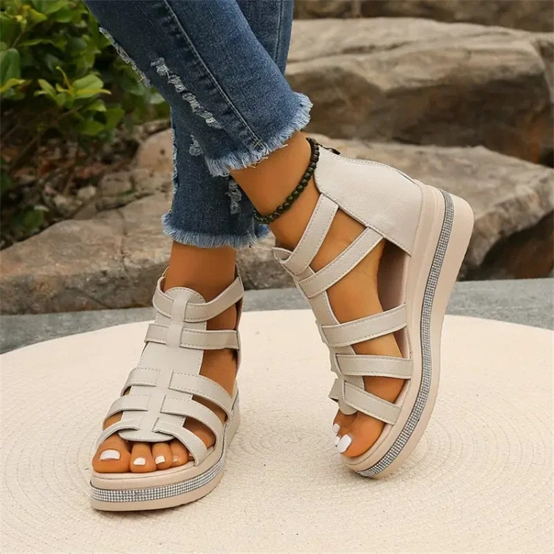 Rhinestone sandals with wedge heel