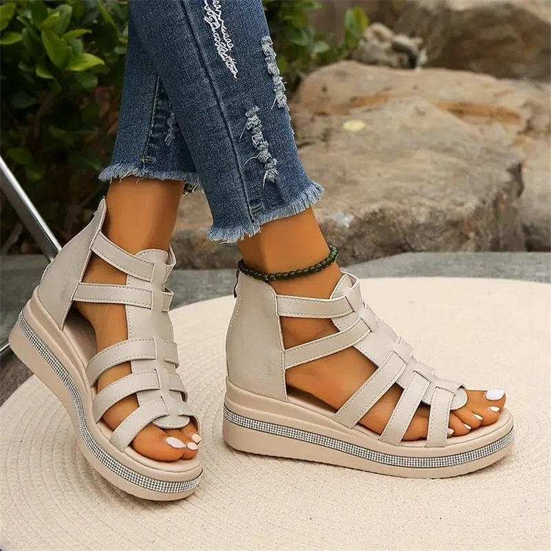 Rhinestone sandals with wedge heel