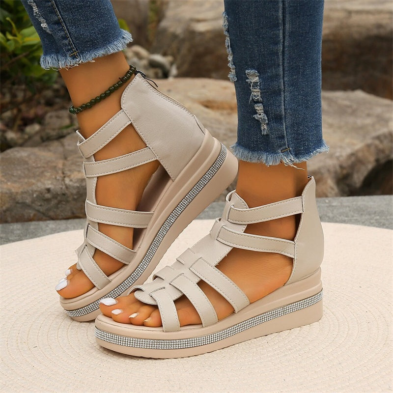 Rhinestone sandals with wedge heel