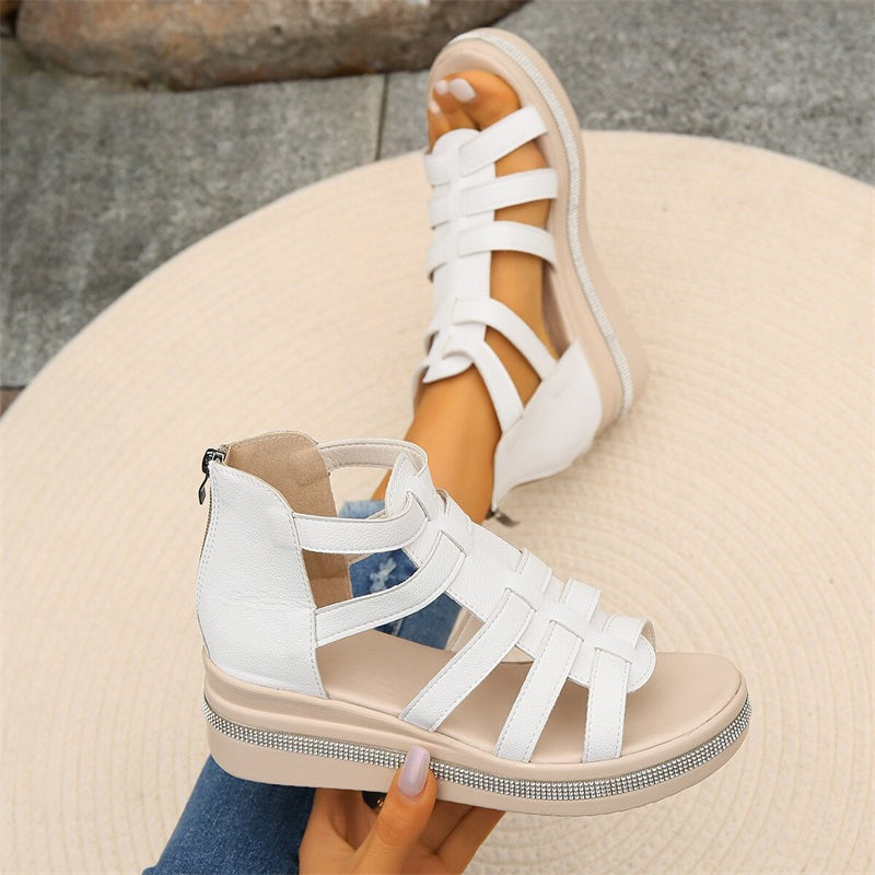 Rhinestone sandals with wedge heel